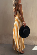 Geometric Tribal Print Square Neck Spaghetti Strap Maxi Dress