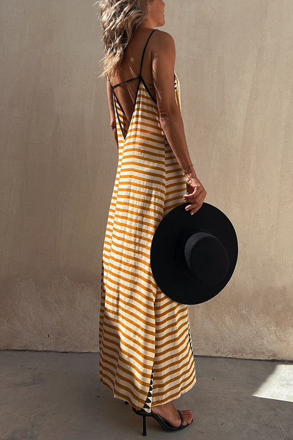 Geometric Tribal Print Square Neck Spaghetti Strap Maxi Dress