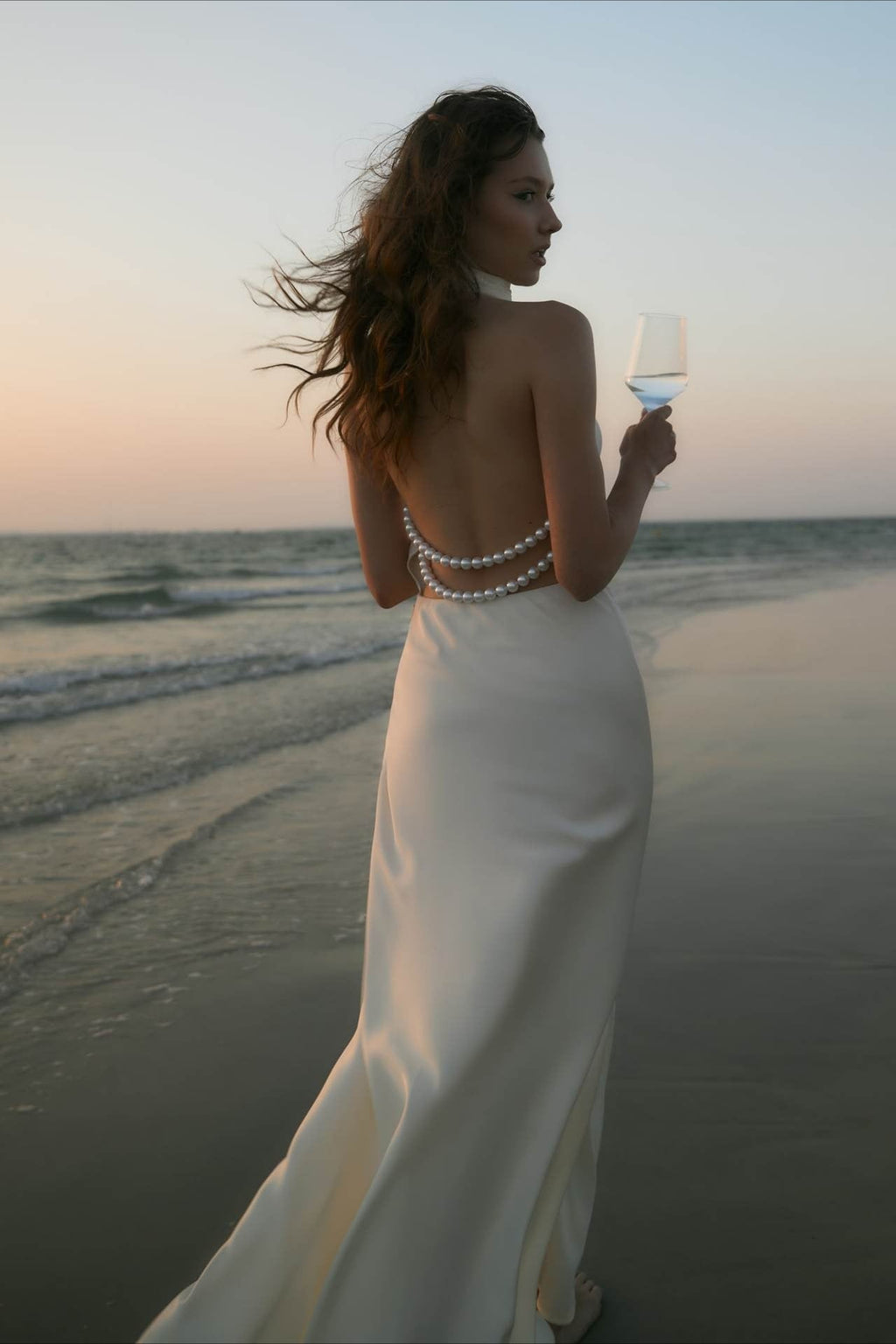 Satin V-Neck Halter Backless Maxi Dress
