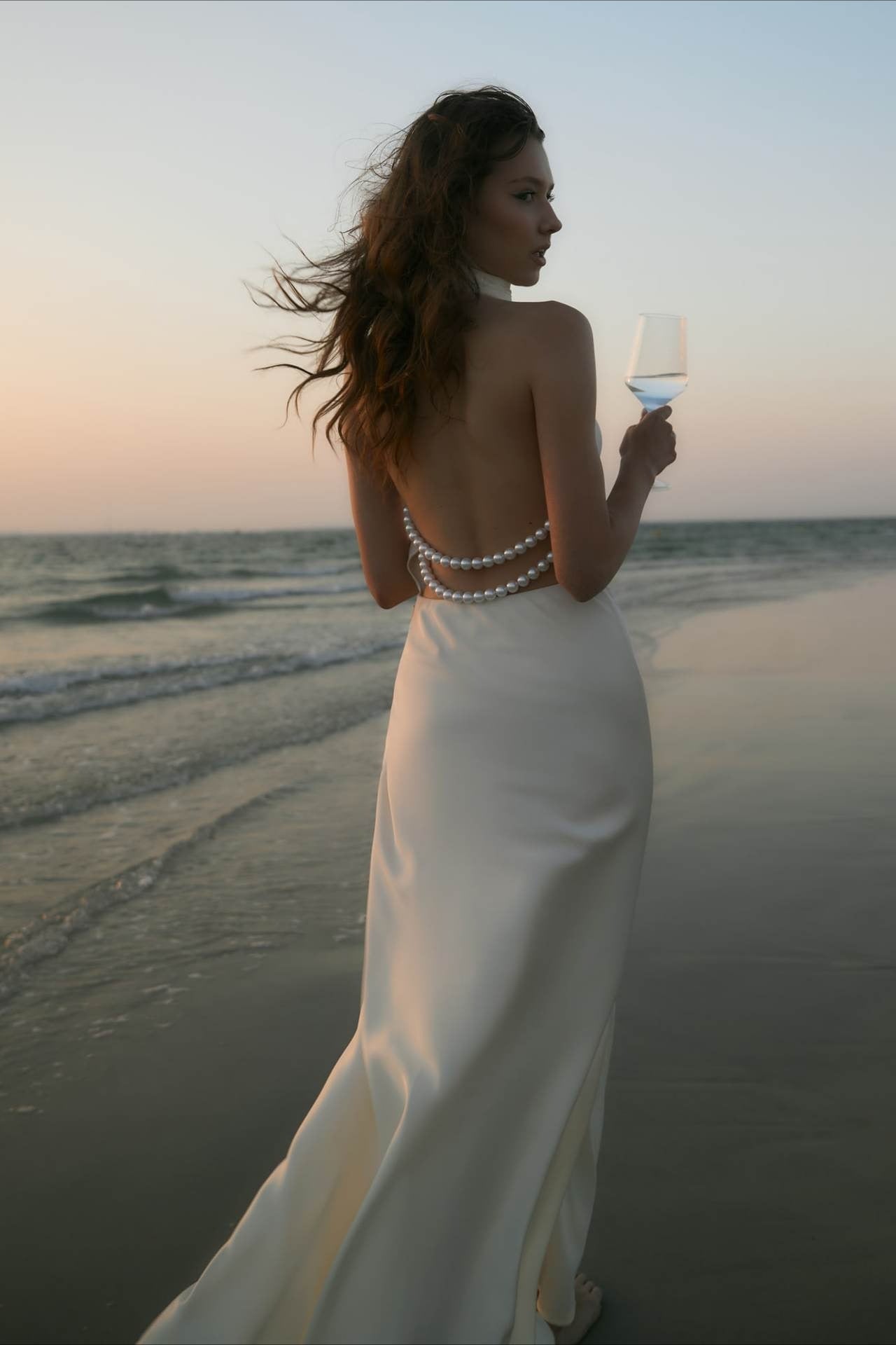 Satin V-Neck Halter Backless Maxi Dress
