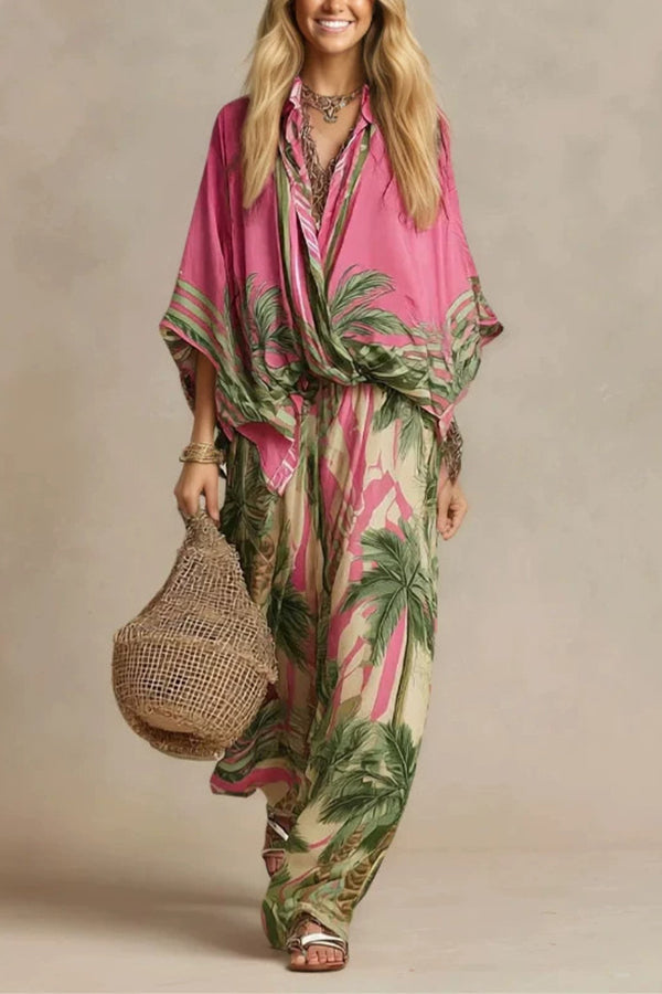 Paloma Resort Wear Palm Tree Printed Matching Set