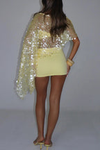 Solid Color Sleeveless Off-shoulder Tube Top and Fitted Stretch Mini Skirt Holiday Set