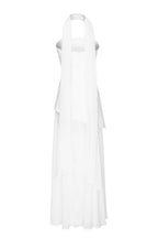 Monaco Off Shoulder Structured Top Chiffon Slit Hem Scarf Maxi Dress