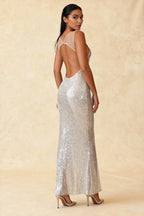 Sequin Scoop Neck Tank Strap Bodycon Maxi Mini Dress