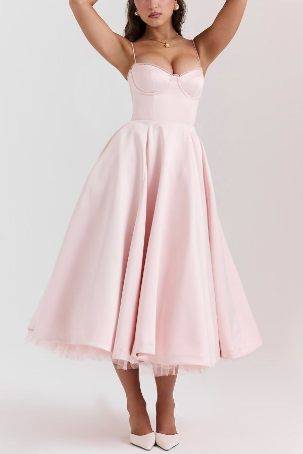 Lorraine Premium Strapless V Neck Sleeveless Tutu Maxi Dress Designer Edit