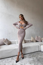 Ruched Knot Slim Fit Maxi Dress
