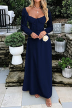 Solid Long Sleeve Party Dress