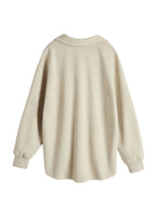 Solid Color V Neck Asymmetric Hem Oversized Hoodie