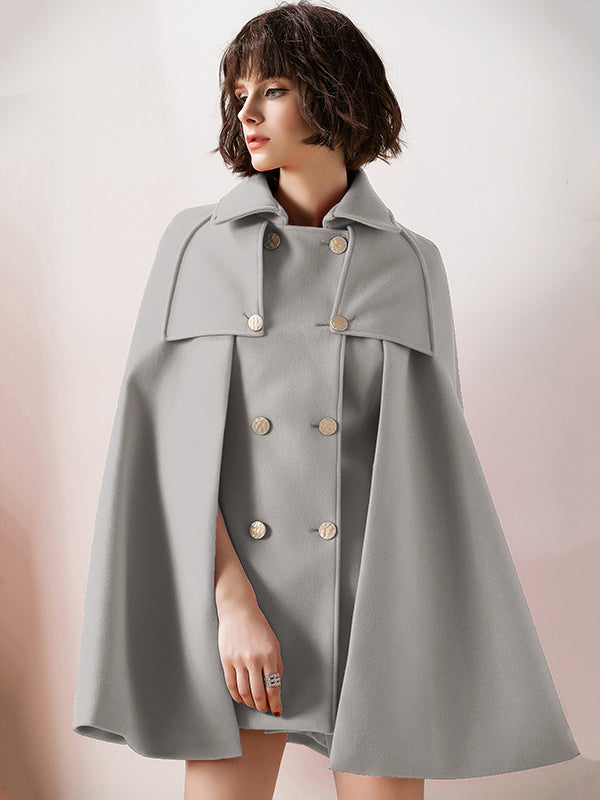 Women Burgundy Wool Blend Poncho Oversized Cape Coat Winter Outerwear 2026