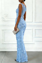 Seraphina Asymmetric Floral Lace Bodycon Maxi Dress