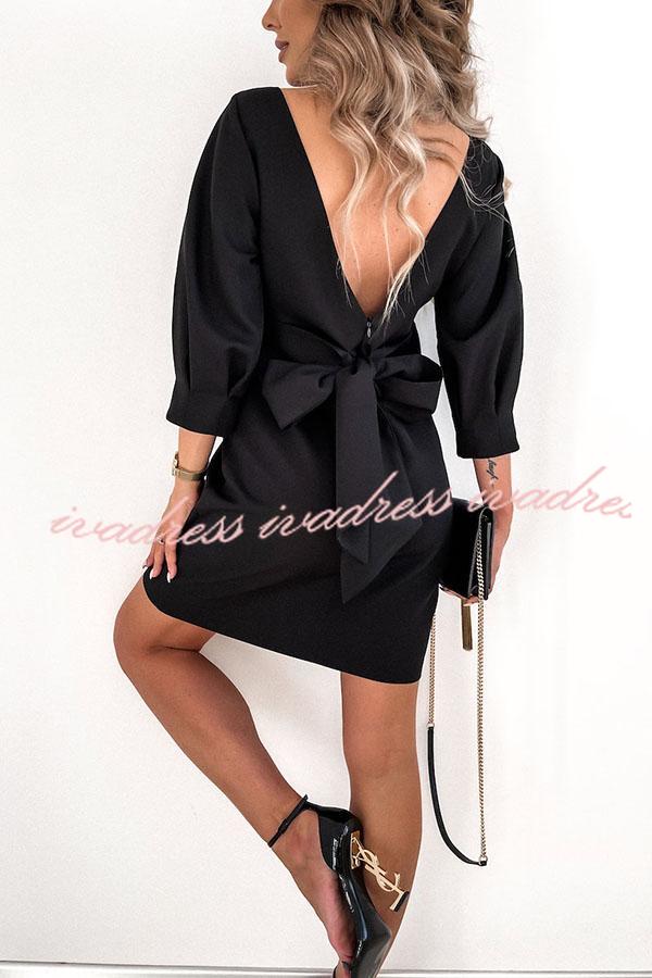 Cute Collab Bowknot Decor V-Back Cocktail Party Dress