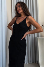 Crochet Deep V-Neck Spaghetti Strap Open Work Maxi Dress