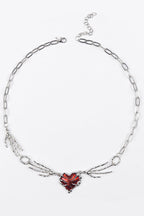 Halloween Punk Style Skull Heart-shaped Pendant Necklace