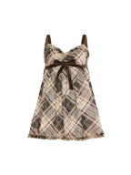Bow Tie Plaid Suspenders Cami Top