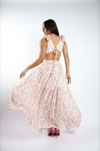 One Shoulder Ruffle Strap Cutout Tiered Blossom Print Maxi Dress