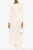 Asymmetrical Button Sweater Dress