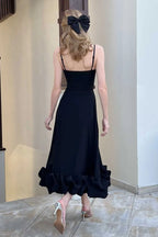 Spaghetti Strap Scoop Neck Ruffled Flounce Hem A-Line Maxi Dress