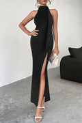Backless Tie High Slit Dress