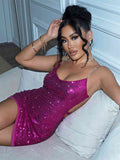 Felica's Sequin Cutout Spaghetti Strap Mini Dress