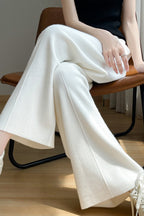 Wool Blend High Waist Knit Pants