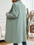 | Long Sleeve Coat with Pockets and Collar