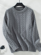 | Long-sleeved cable-knit sweater, crew neck