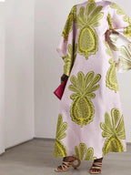 Ethnic Style Printed Stand Collar Dress