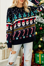 Christmas Print Crew Neck Long Sleeve Sweater
