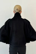 Elegant Wool Blend Stand Collar Coat