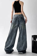 Tie Dye Ripped Wide Leg Jeans