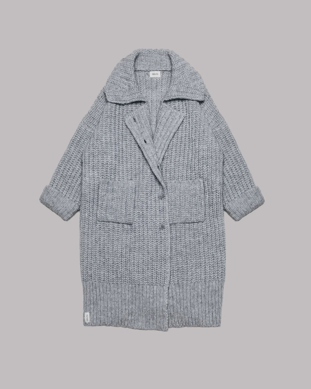 Chunky and Warm Knit Button Pocketed Oversized Midi Cardigan