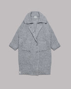 Chunky and Warm Knit Button Pocketed Oversized Midi Cardigan