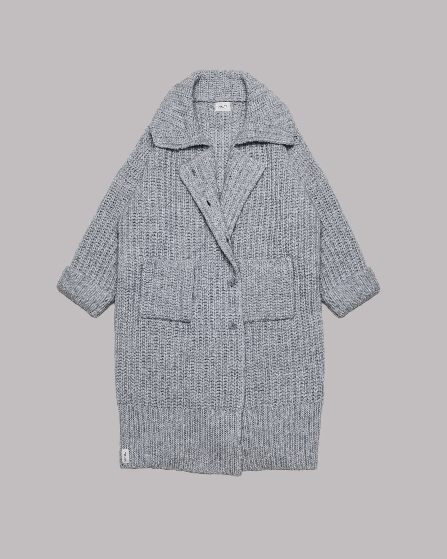 Chunky and Warm Knit Button Pocketed Oversized Midi Cardigan