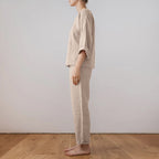 Casual Loose Cotton Solid Color Pocket Pants & Shirt Set