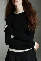 Color Block Multi Collar Knit Top
