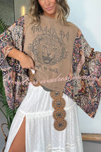 Unique Ethnic Print Batwing Sleeve Loose Top
