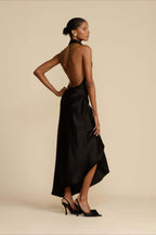 Satin Slit Backless Dress