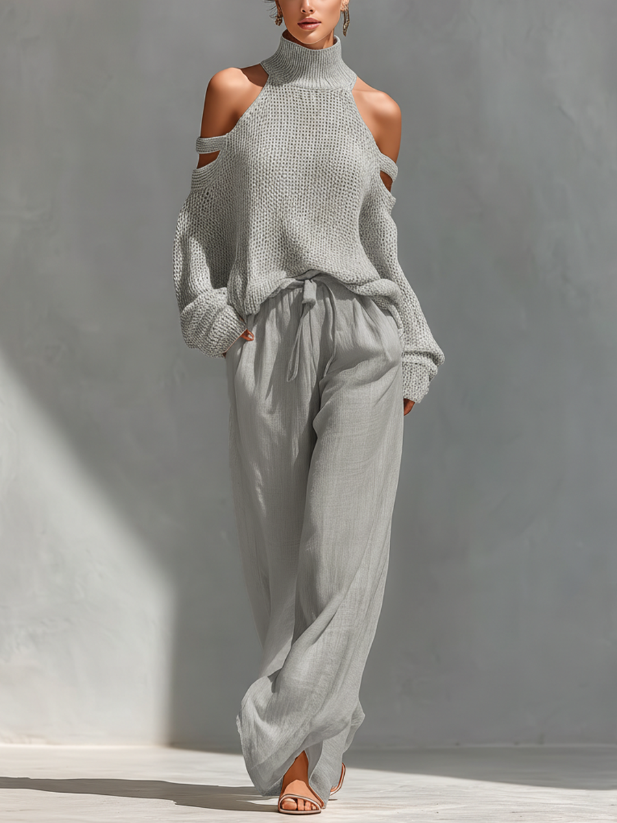 | Beige Wide-Leg Set