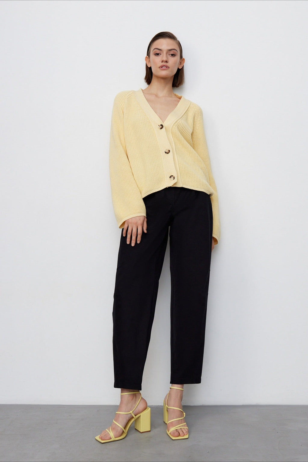 V Neck Cropped Batwing Cardigan
