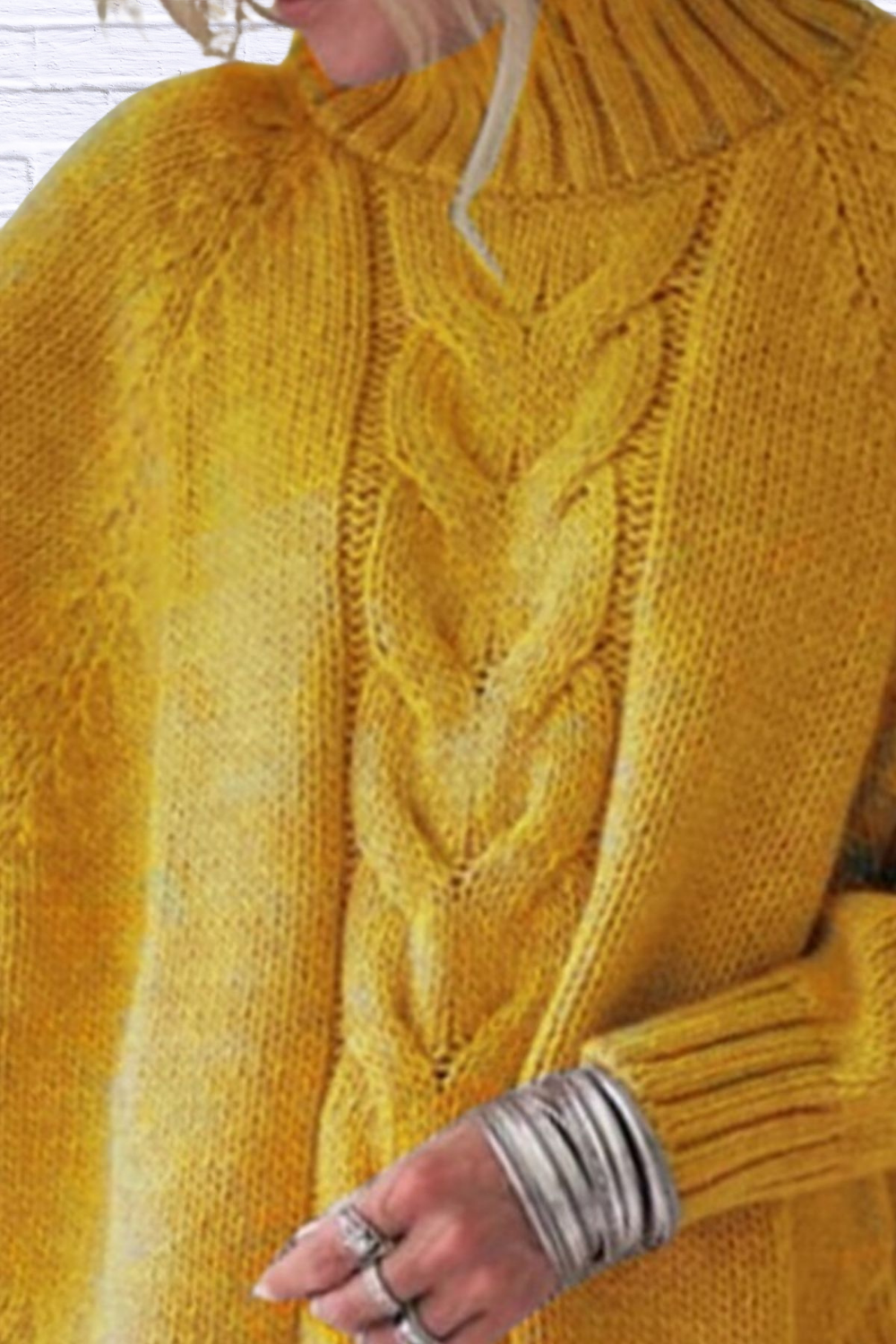 Full Size Cable-Knit Long Sleeve Sweater Plus Size