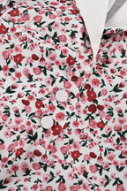 Puff Sleeve Digital Print Peter Pan Collar High Waist Maxi Floral Dress