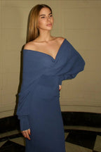 Deep V Backless Knit Sweater Dress