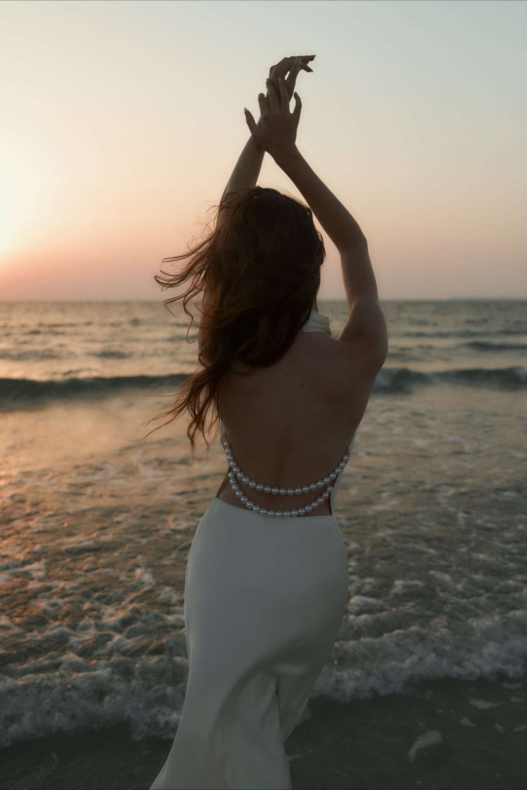 Satin V-Neck Halter Backless Maxi Dress
