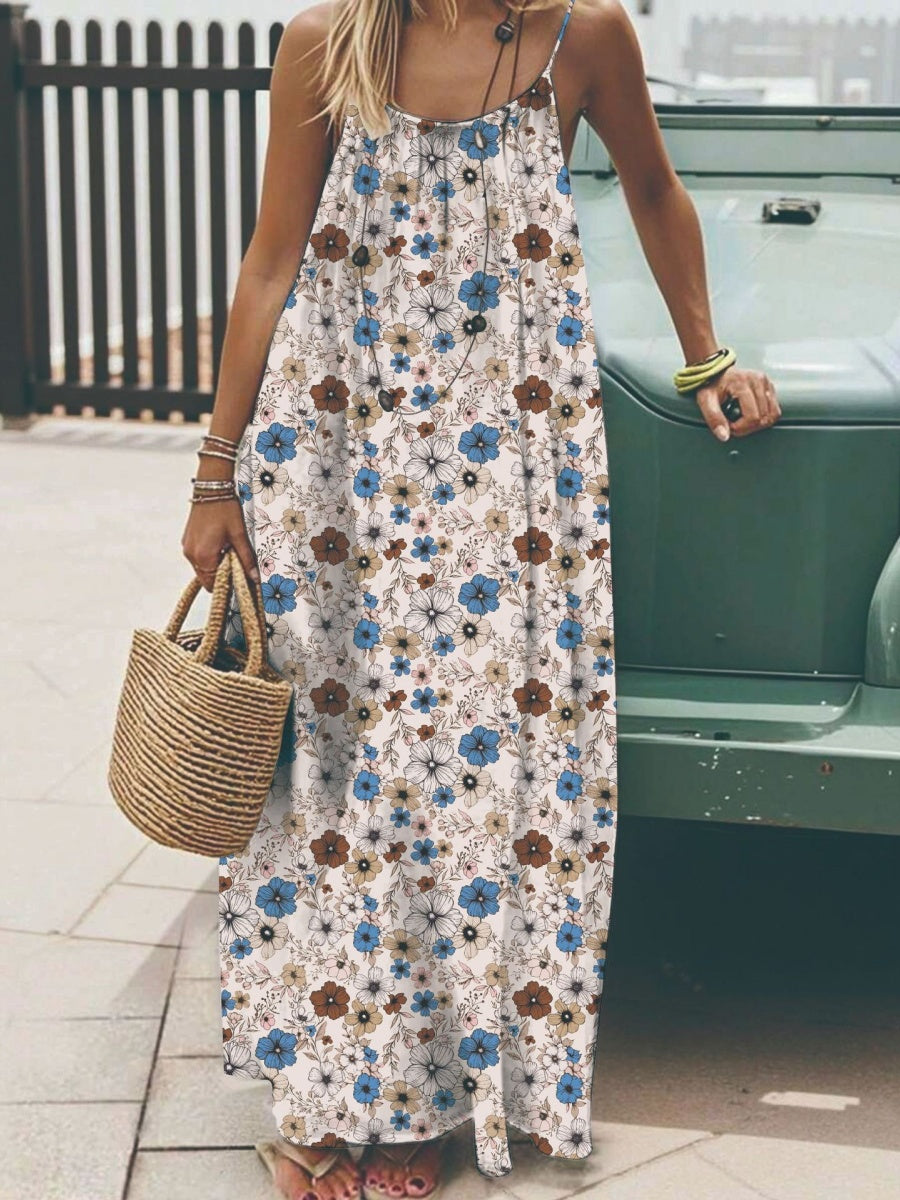 Vacation Halter-neck Backless Loose Long Dress