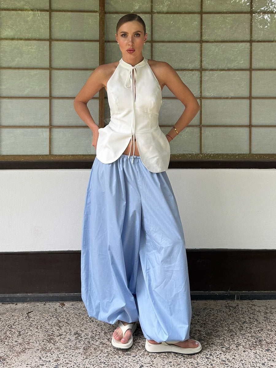 Pure Cotton Lantern Pants Color Loose-fit Comfort Pants