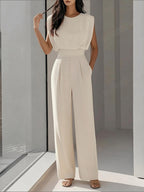 Sleeveless Waist Temperament Commuting Jumpsuits