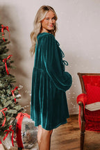 Velvet Loose Cutout Tie Waist Mini Dress