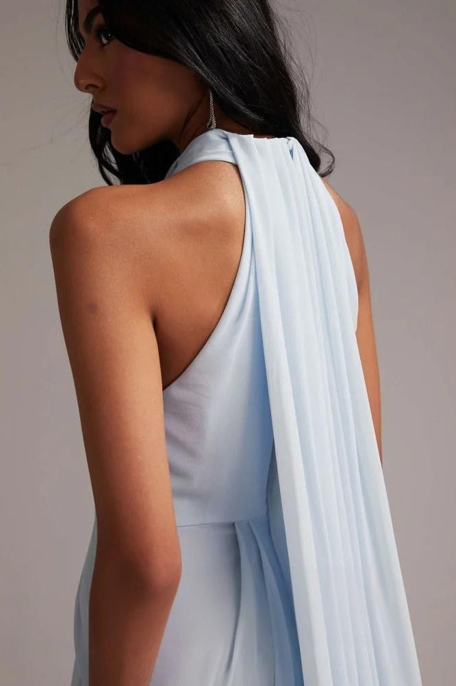 Blue Halter Maxi Dress