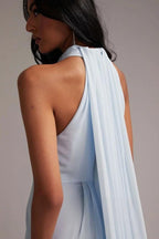 Blue Halter Maxi Dress