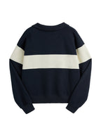 Color Block Splice Letter Embroidery Print Sweatshirt